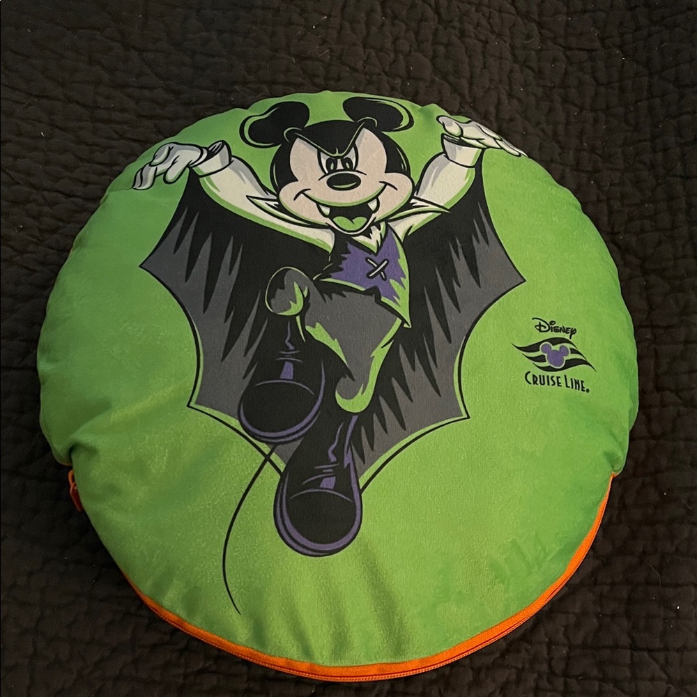 Disney Mickey Mouse Vampire Green and Orange Pillow